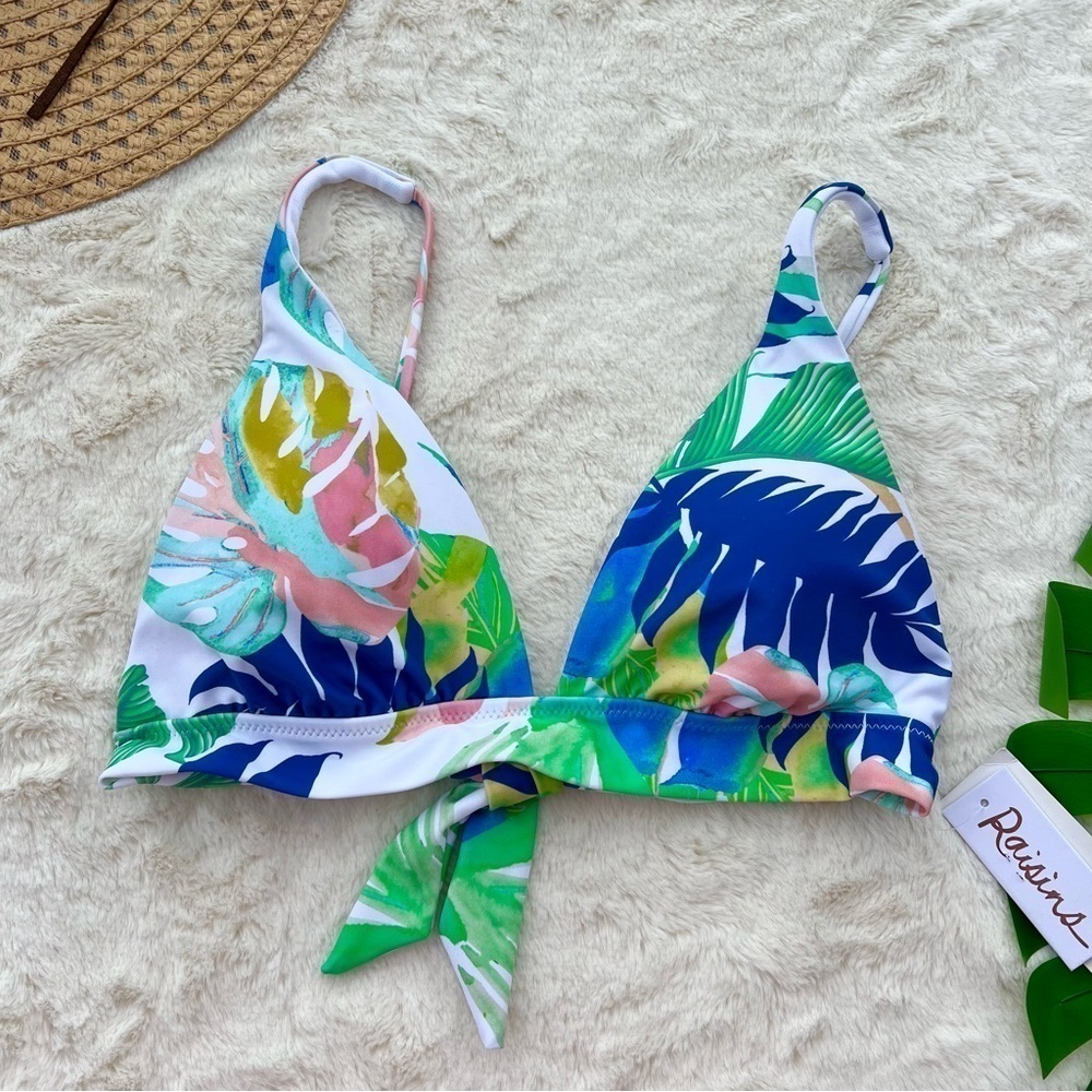 Raisins Miami Halter Triangle Top in Palm Print